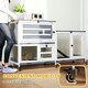 image 5 of PawHut Rabbit Hutch, 2-Tier Guinea Pig Hutch with Wheels & Trays, Grey