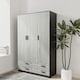 image 3 of 3 Door 4 Drawer Wardrobe With Hanging Rail And Storage Shelf | Black | Black Carcass & Ash Grey Door | 1
