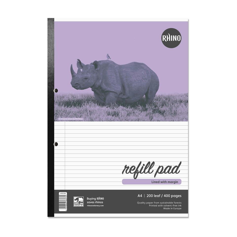 image 1 of Rhino A4 200 Leaf 6mm Lined with Margin Refill Pad