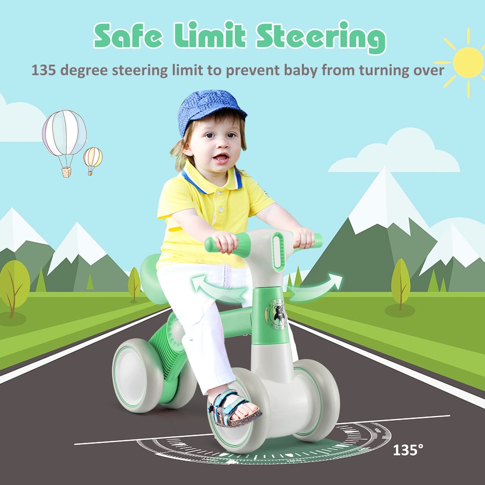 image 1 of COSTWAY Cute Baby Balance Bike Childrens Bicycle Green