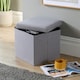 image 2 of Folding Ottoman Cream Boucle Teddy Bear Fabric Chest Solid Storage Box | Grey | Grey