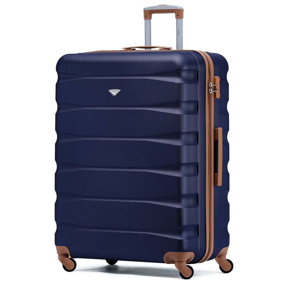 image 1 of Flight Knight 29" Extra Large Suitcase – 20kg Capacity Hard Shell Check-In Luggage with 4 Wheels  100+ Airlines Approved: Ryanair, EasyJet, Jet2, Wizz Air, BA | Blue | Navy/Tan | Large