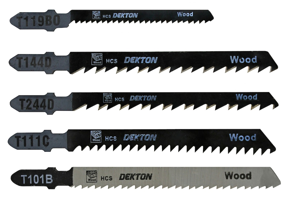 image 1 of Dekton 5 Pcs T-Shank Jigsaw Blades Set For Wood For Bosch, Dewalt, Makita, Milwa