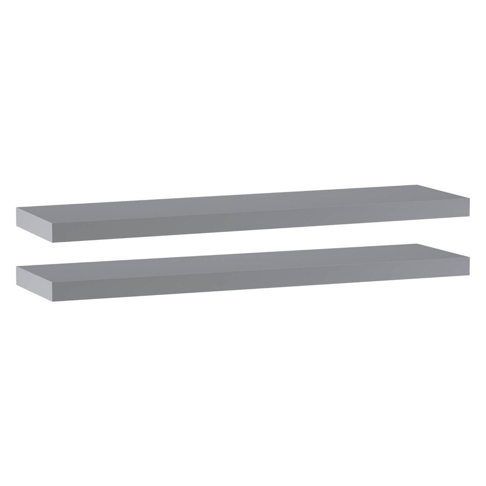 image 1 of Floating Wooden Wall Shelves - 90x23.5cm | Grey | Grey & Set of 2 | 2