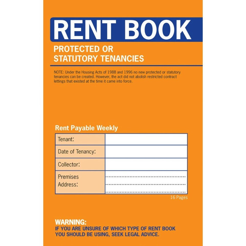 image 1 of Rent Book 16 Page Protected Or Statutory Tenancies Book (C235)