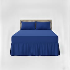 Fitted Valance Bed Sheet Polycotton Mattress Cover And Frill Easy Care | Blue | King