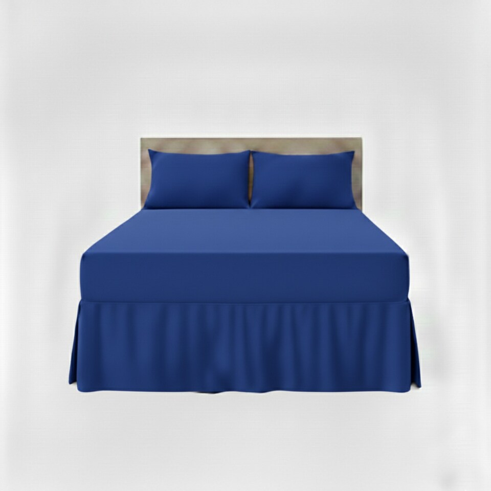 image 1 of Fitted Valance Bed Sheet Polycotton Mattress Cover And Frill Easy Care | Blue | King