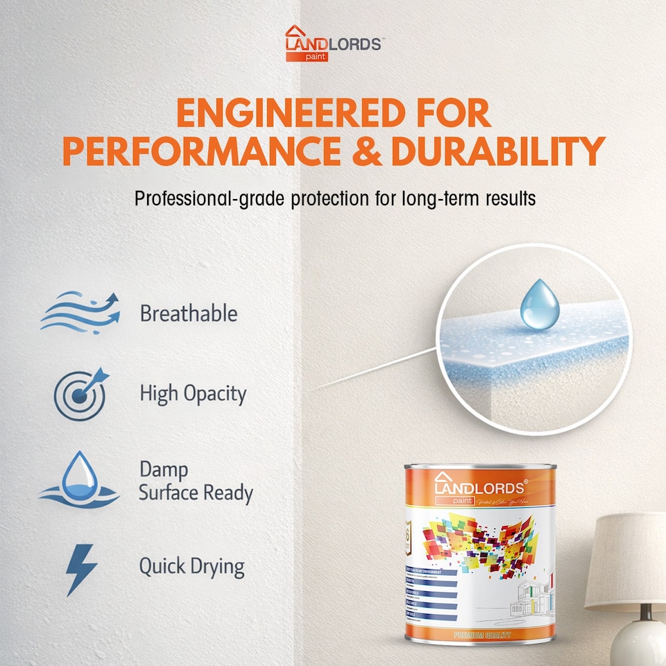 image 1 of Landlords Paint - Anti-Damp Paint - Damp Proof Protection for Interior Walls & Ceilings - Matchstick - 5L