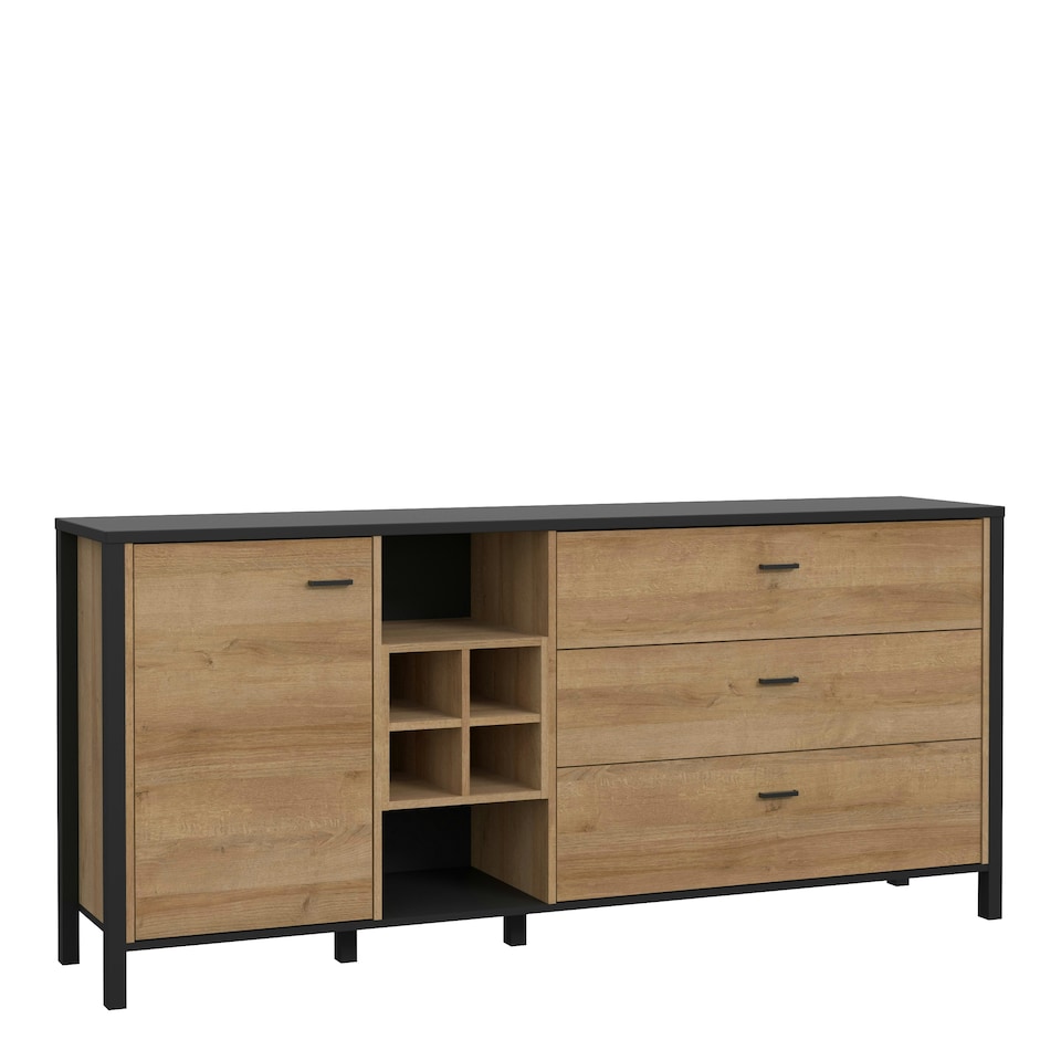 image 1 of High Rock (Large) Sideboard in Matt Black/Riviera Oak