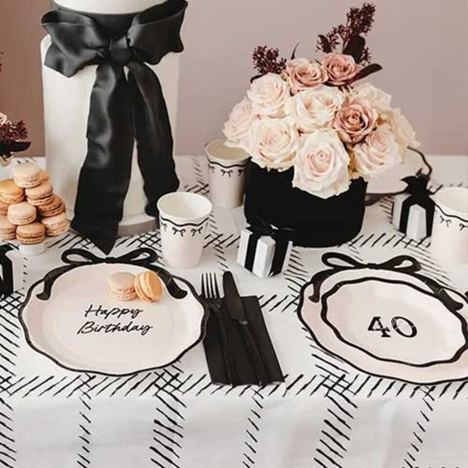 image 1 of Hello 40 Elegant Milestone Birthday Round Paper Plates 18cm - Pack of 6 | Multi