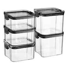 Argon Tableware 5 Piece Food Storage Containers Set - 2 Sizes - Black