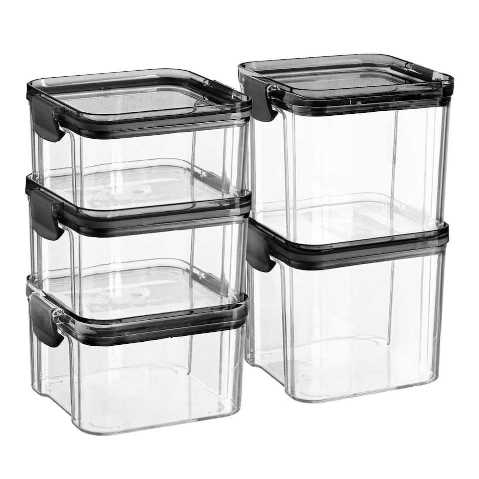 image 1 of Argon Tableware 5 Piece Food Storage Containers Set - 2 Sizes - Black