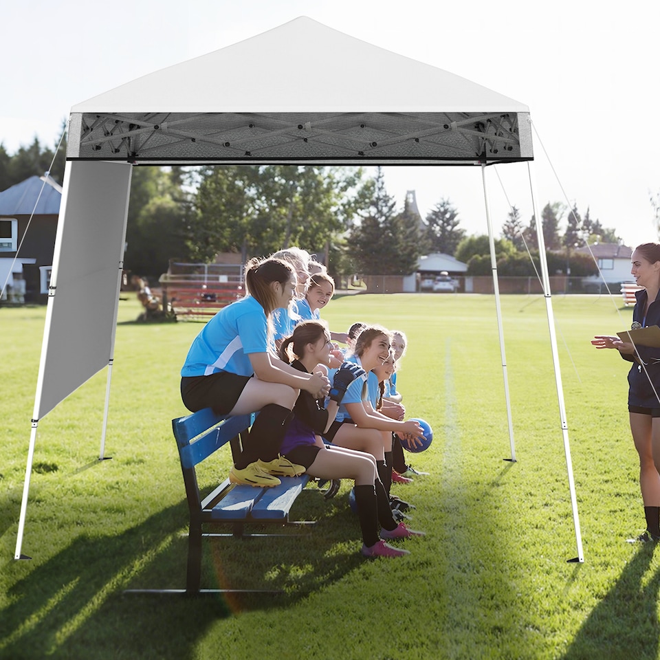 image 1 of COSTWAY 210 x 210 cm Pop up Canopy Tent Portable Backpack Canopy-White