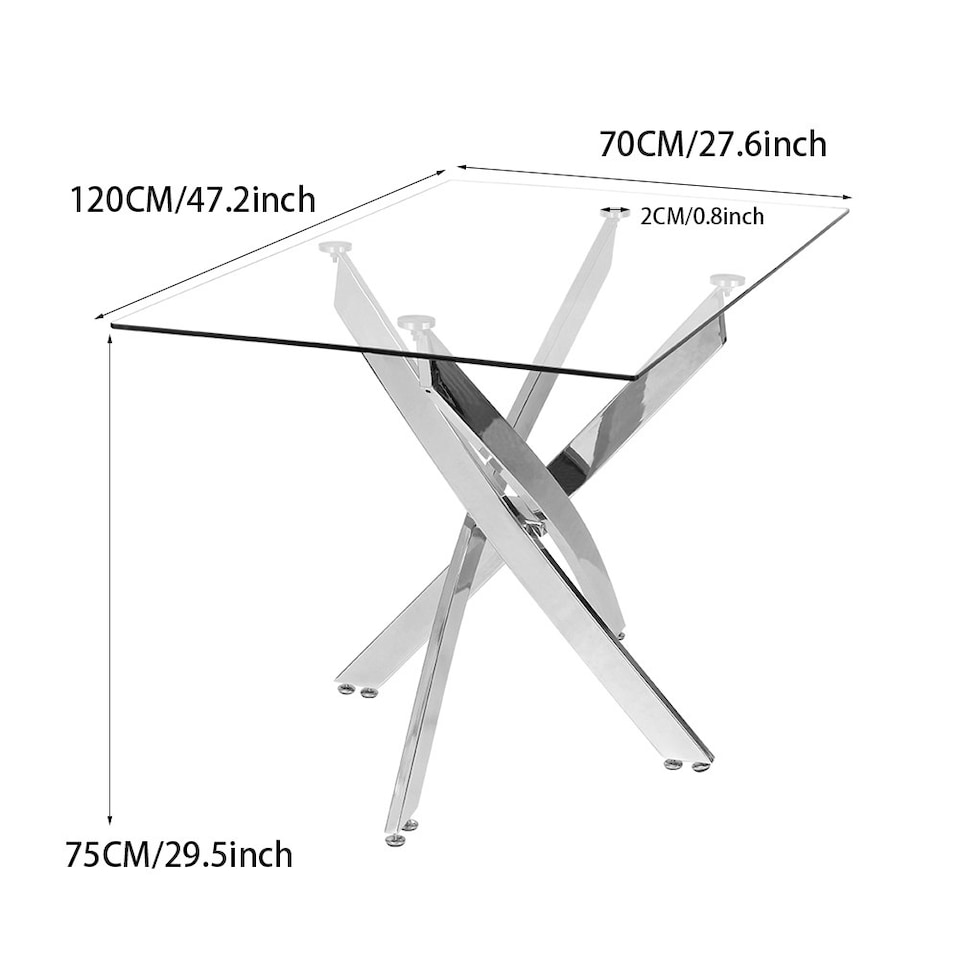 image 1 of Living and Home Modern Tempered Glass Dining Table