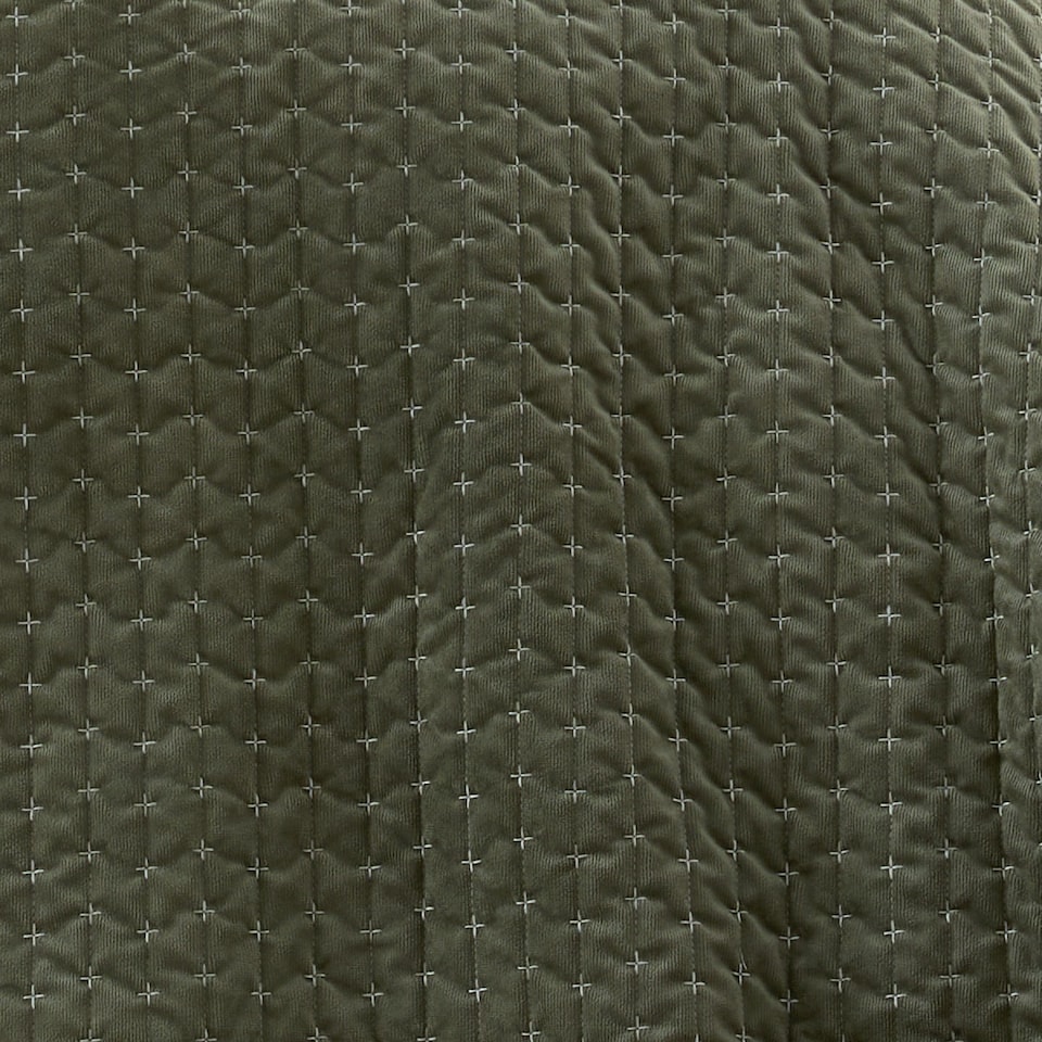 image 1 of Bianca Attica Velvet Embroidered Bedspread | Green | One Size