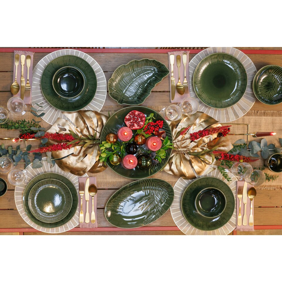 image 1 of Mikasa Serving Platter Green Ceramic Oval 36cm