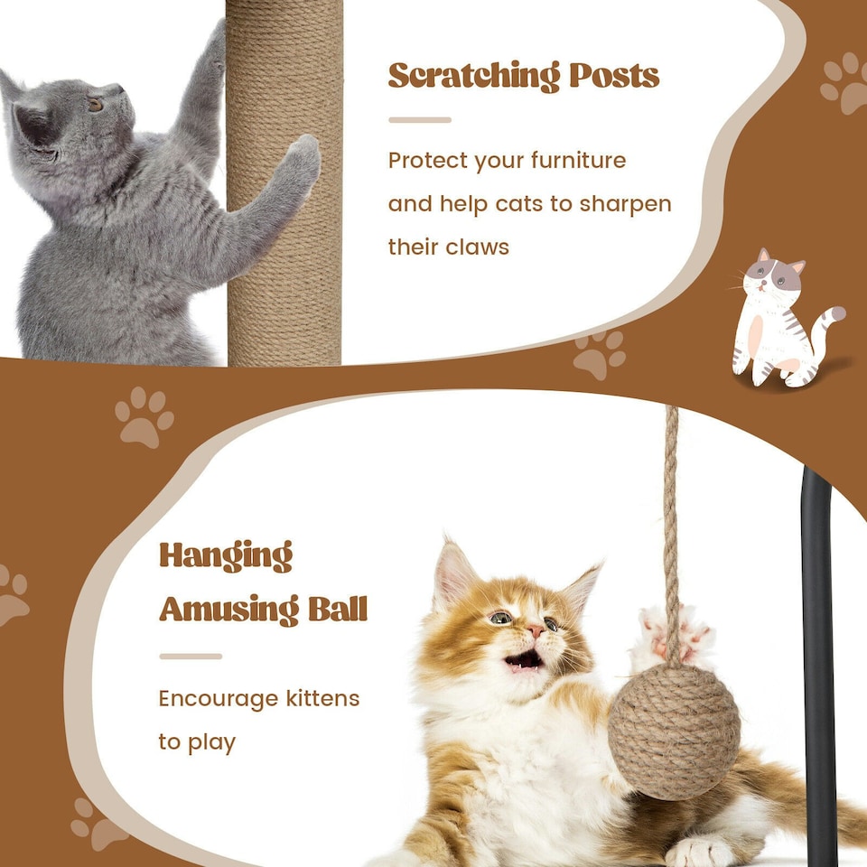 image 1 of COSTWAY 118 cm Cat Tree Tower Cat Condo Activity Center