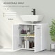 image 4 of kleankin Bathroom Pedestal Under Sink Cabinet with Storage Shelf Double Door White | White