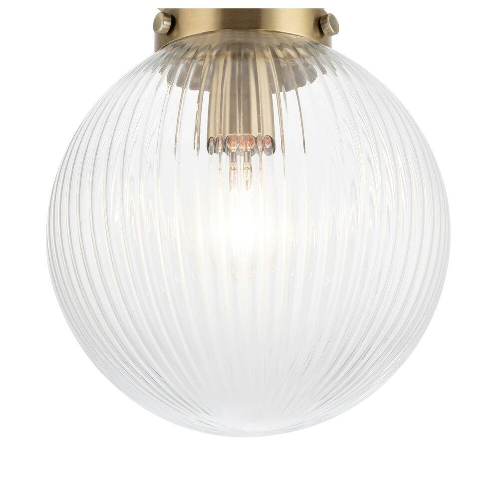 image 1 of COSYLYTE Finley Bathroom Ribbed Glass Ceiling Light Bronze | Antique Brass