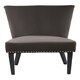 image 2 of Interiors by Premiers Grey Velvet Dining Chair, Dining Room Accent Chair, Velvet Upholstered Wing Chair with Wooden Legs