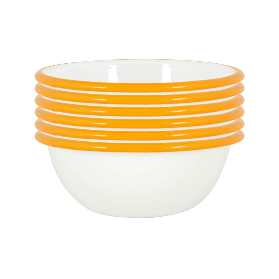 image 1 of Argon Tableware White Enamel Bowls - 16cm - Yellow - Pack of 6 Yellow