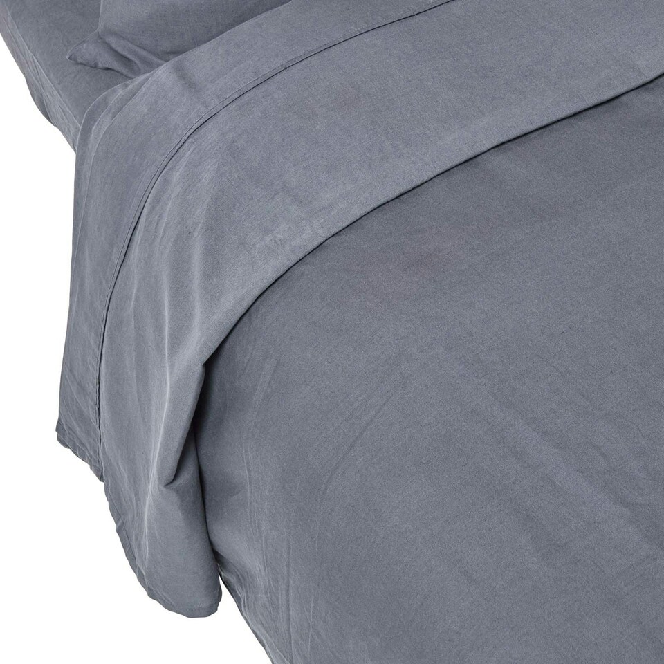 image 1 of Homescapes Dark Grey Linen Flat Sheet, Super King Grey | Super King