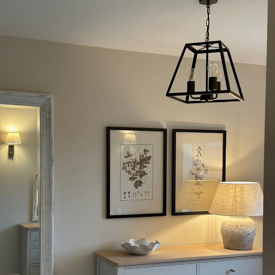 image 1 of Charley 3-Light Black Lantern Ceiling Pendant