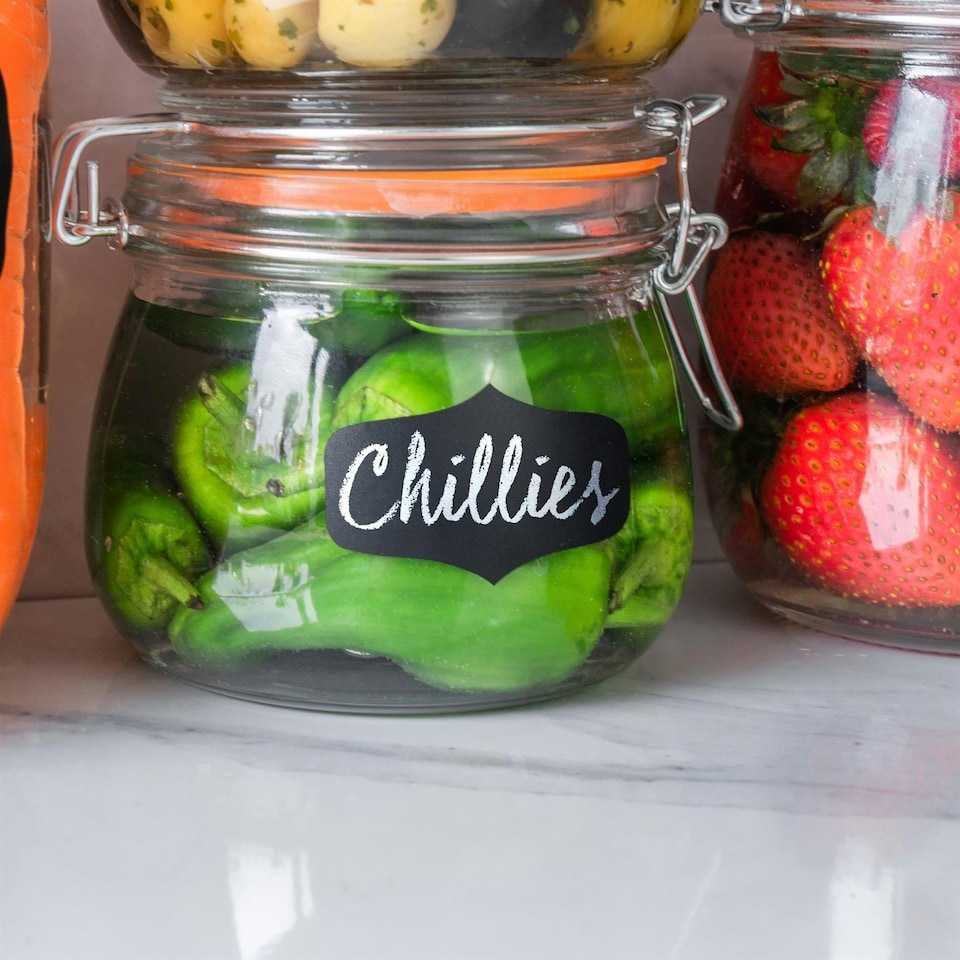 image 1 of Argon Tableware Glass Storage Jar Labels - Small - Black - Pack of 6