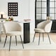 image 5 of SONARA Modern Set of 2 Chunky Weave Fabric Ergonomic Dining Chairs with Arms | White