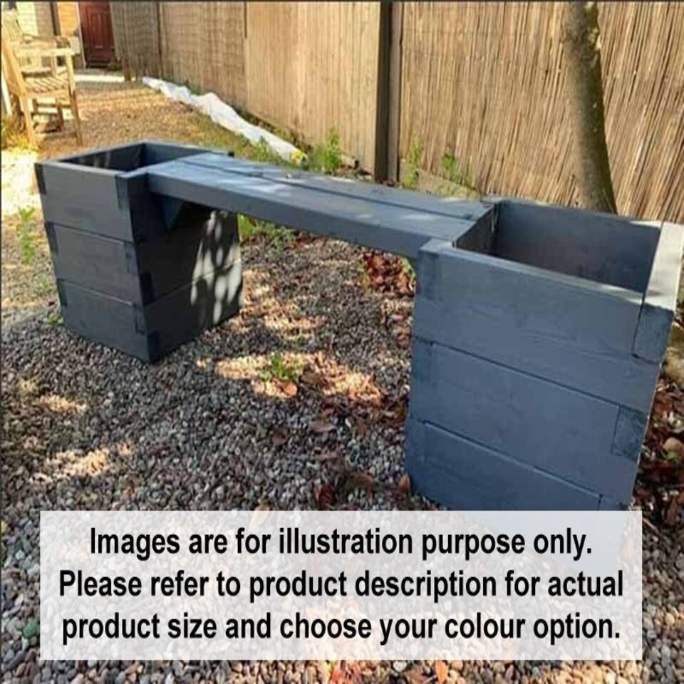 image 1 of Suffolk Double Planter Bench (Painted Wooden Planter - Choice of Colours Available) - L180 x W40 x H40 cm Brown
