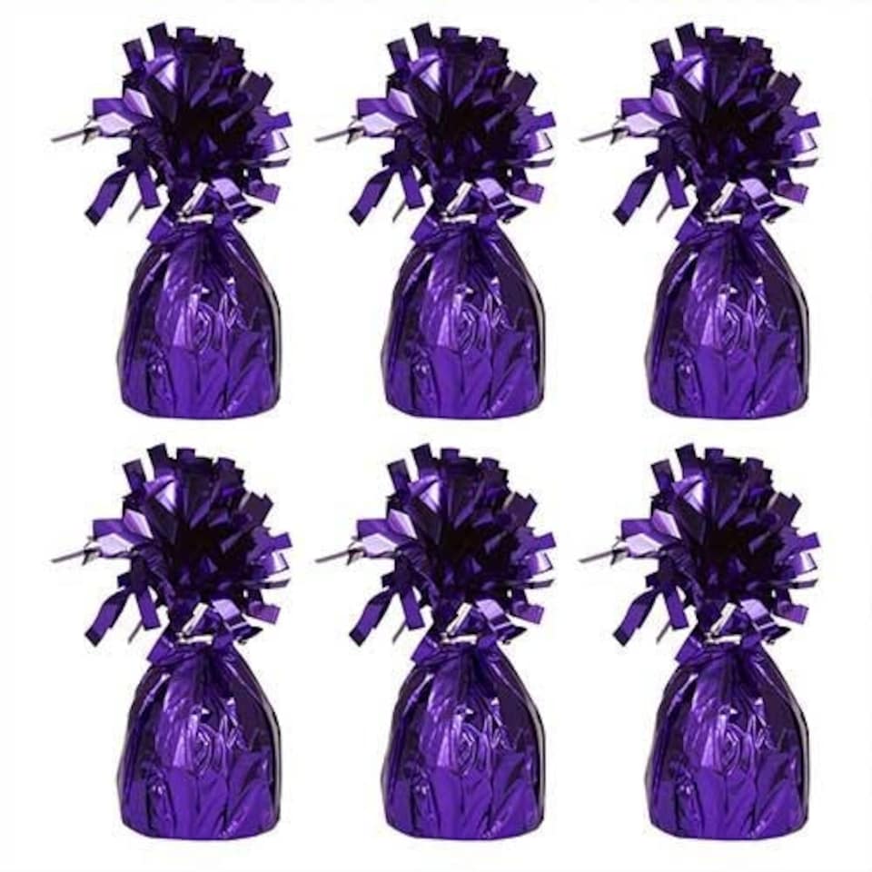 image 1 of Purple Foil Balloon Weights - Pack of 6 Purple