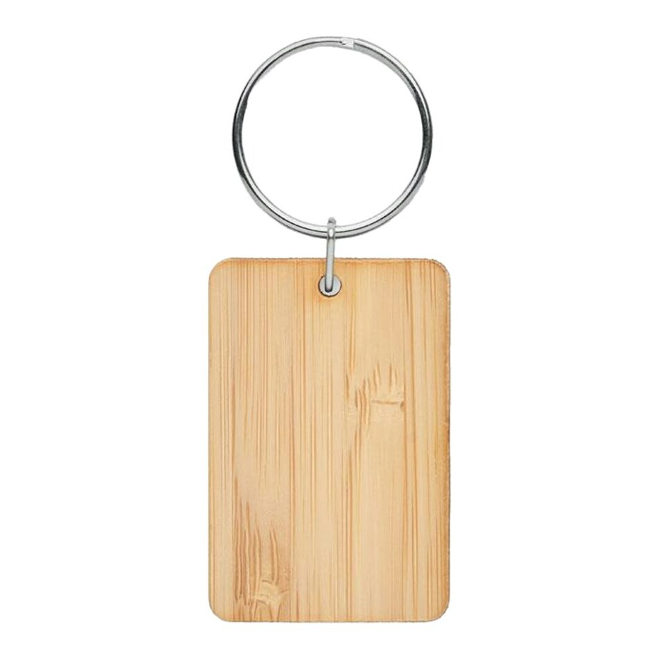 image 1 of MidOcean Angleboo Rectangular Bamboo Keyring - Wood - One Size