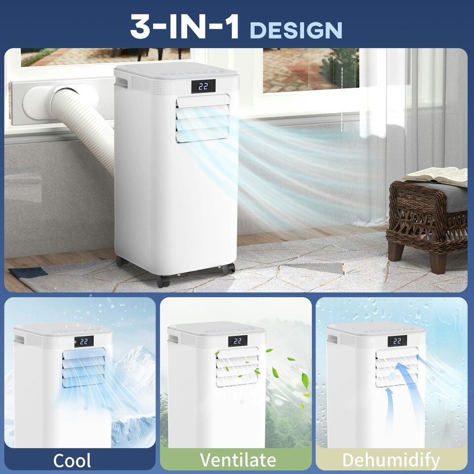 image 1 of HOMCOM 8000BTU Portable Air Conditioner 4 Modes LED Display Timer Home Office