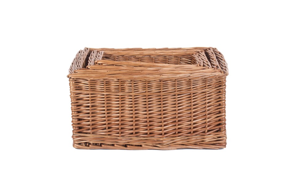 image 1 of Wicker Double Steamed Open Storage Baskets Set of 4 | Brown | Brown | Not provided