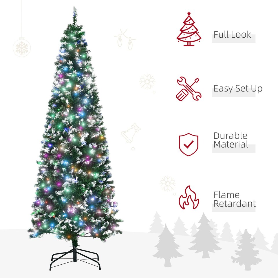 image 1 of HOMCOM 7FT Prelit Artificial Xmas Tree Holiday Décor w/ 350 Colourful LED Light