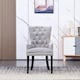 image 8 of Set of 2 Velvet Dining Chairs with Armrest, Ergonomic Scoop Knockerback & Button Tufted Wood Legs | Grey | Dark Grey
