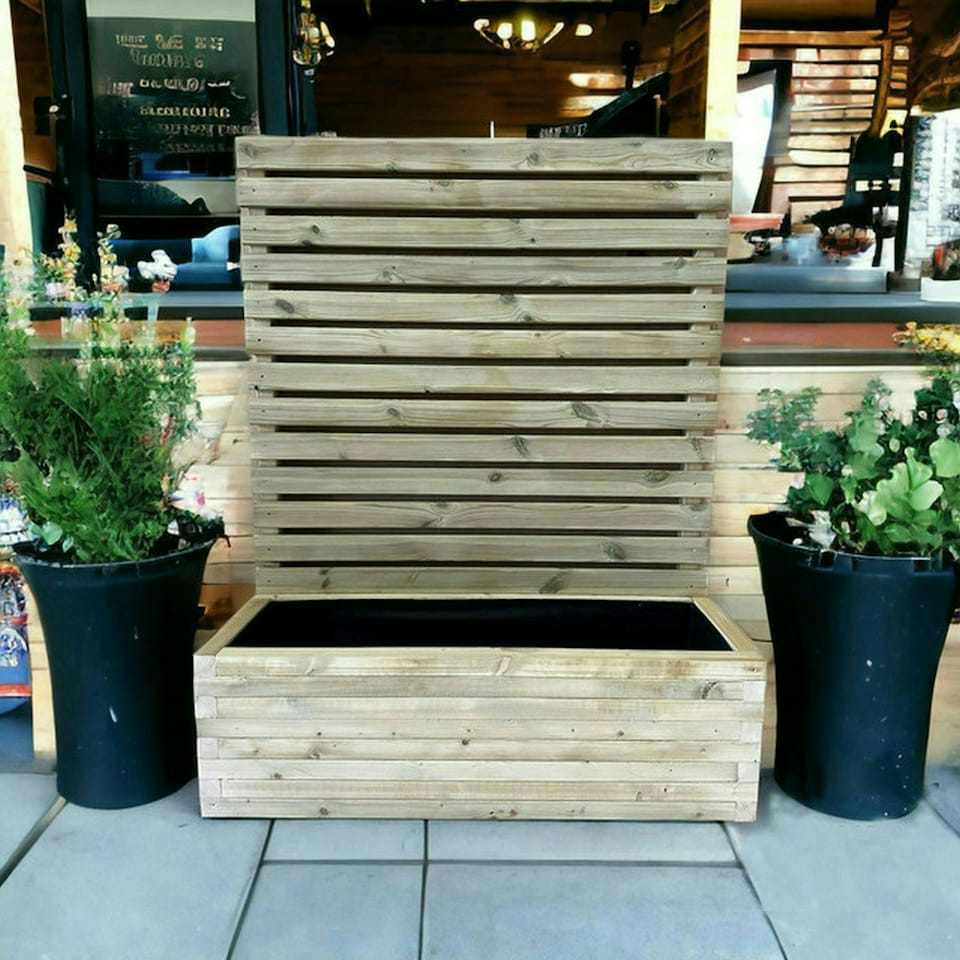 image 1 of Norfolk Planter and Trellis (Pack of 2) - Wood - L150 x W40 x H150 cm | Brown