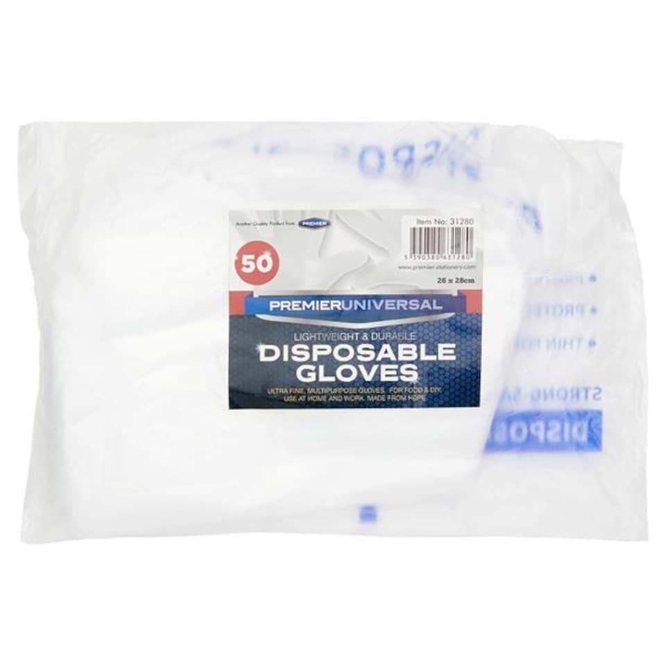 image 1 of Pack of 50 26x28cm Disposable Gloves by Premier Universal