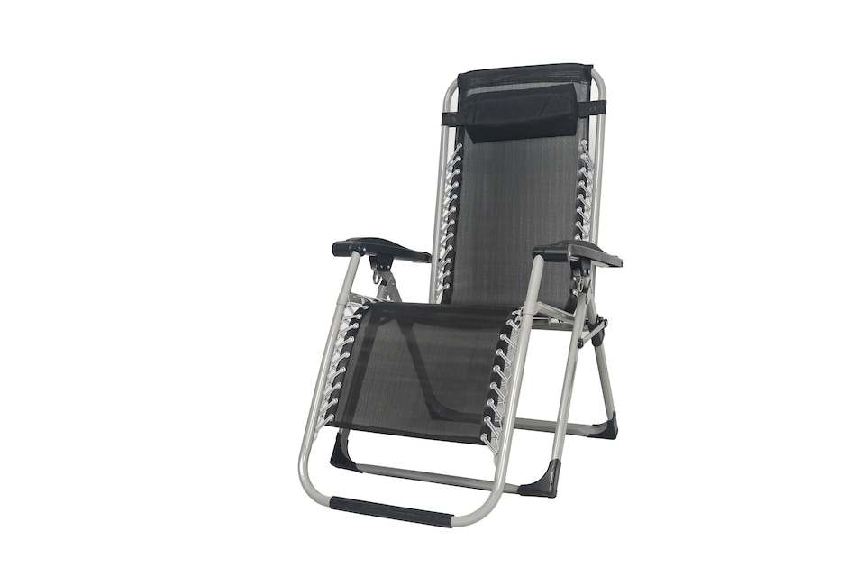 image 1 of Groundlevel Luxury Gravity Garden Sun Lounger Relaxer Chair with Cushion | Grey | Grey