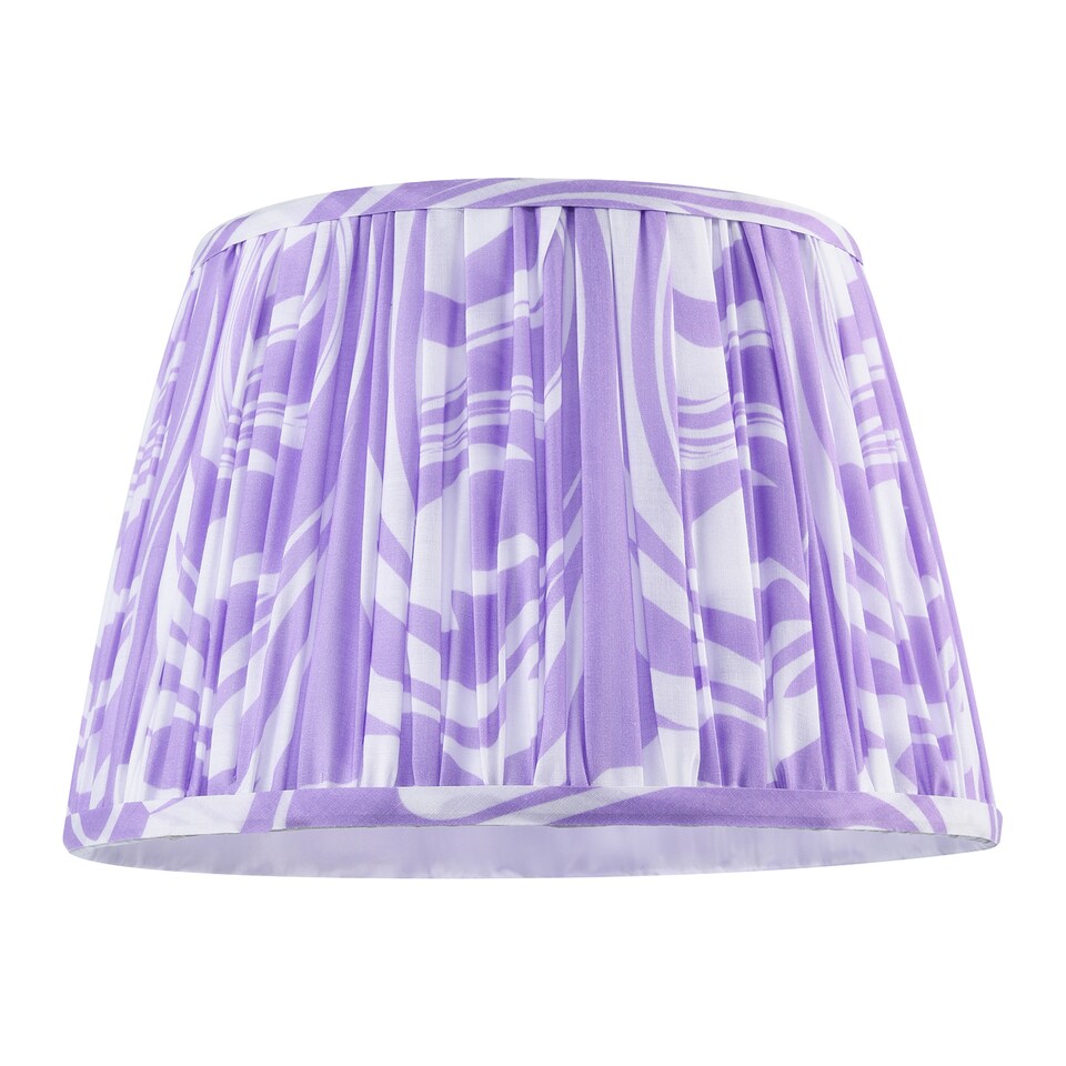 image 1 of Modern Lilac Pleated Cotton Fabric Lamp Shade with Wavy Lines Design