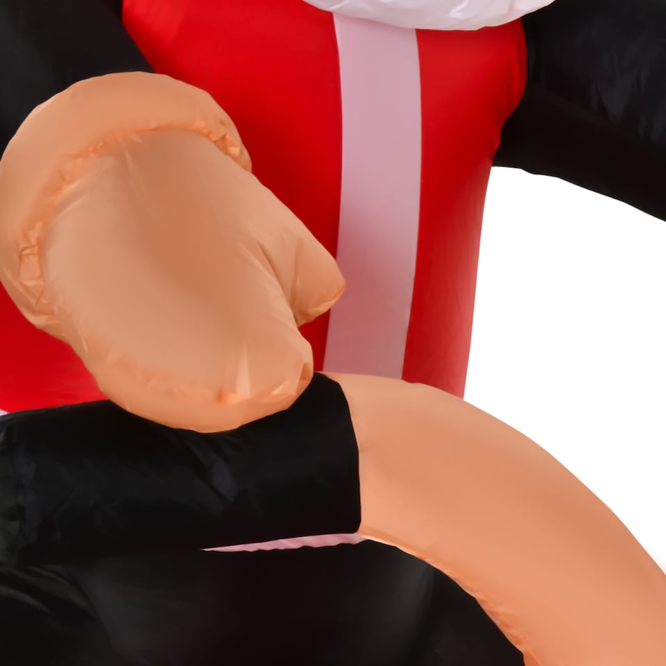 image 1 of HOMCOM 5.5ft Light-Up Inflatable Santa Claus Riding a Bike Decoration for Lawn
