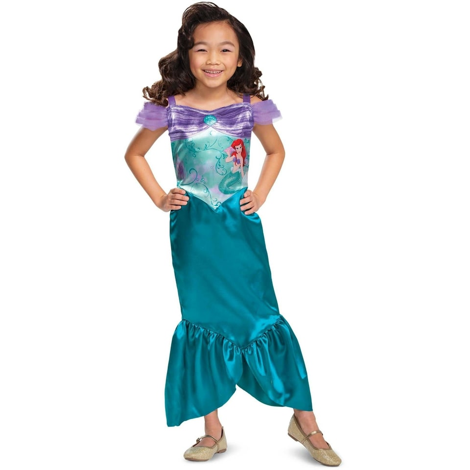 image 1 of The Little Mermaid Girls Basic Plus Ariel Costume Dress - Purple/Red/Turquoise - 3-4 Years