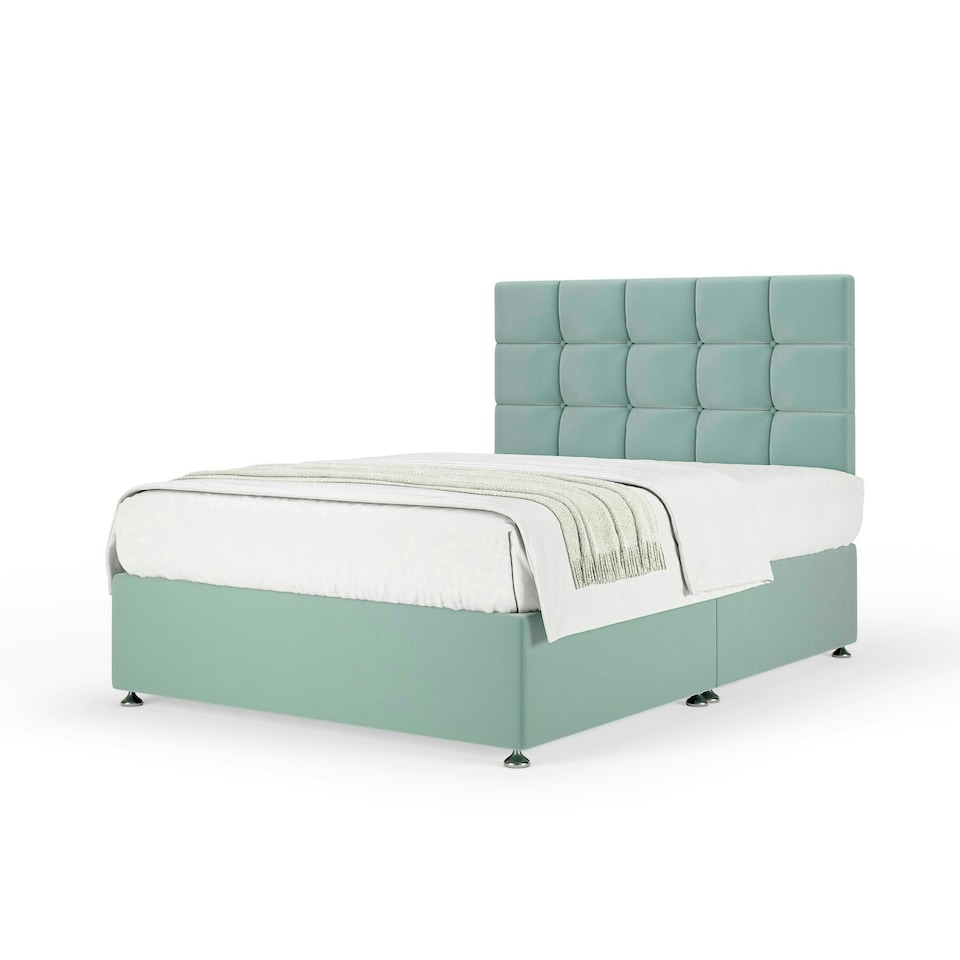 image 1 of Majestic 1000 Pocket Sprung Duckegg Plush Velvet Divan Set And Pearl Headboard Small Single