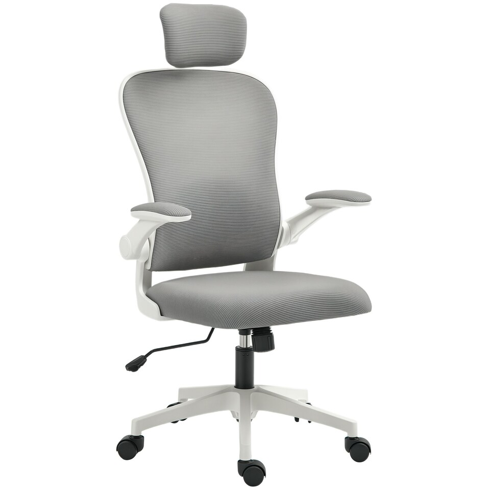 image 1 of HOMCOM Ergonomic Mesh Office Chair with Headrest, Lumbar Support, Grey