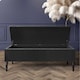 image 2 of 120cm Paris Striped Ottoman Storage Bench- Plush Velvet Shoe Bench - Black Upholstery Footstool with Storage