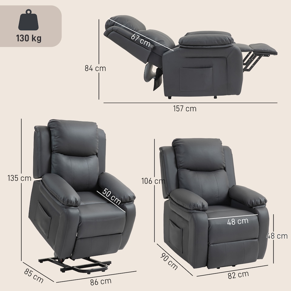 image 1 of HOMCOM Riser and Recliner Chair Power Lift Recliner with Remote