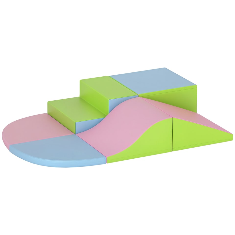 image 1 of HOMCOM 6 Piece Soft Play Equipment for Kids Climb and Crawl, Pink