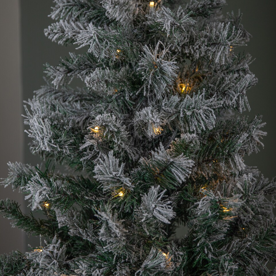 image 1 of 6ft (1.80m) Light up Prelit Snow Flocked Arbor Spruce Christmas Tree with 150 Colour Changing LEDs