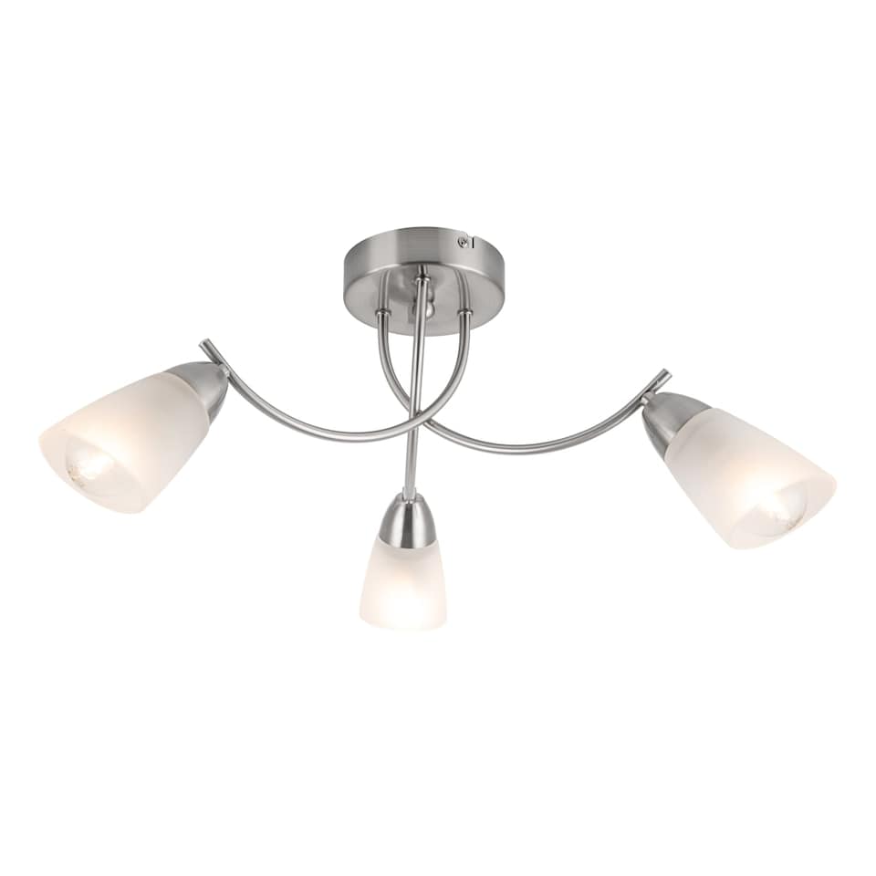 image 1 of COSYLYTE Hallie Bathroom Light 3 Classic Glass Ceiling Light - Brushed Nickel | Silver | Brushed Nickel | 1