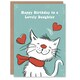 image 1 of White Scarf Drawing Love Hearts Cat Daughter Birthday Card